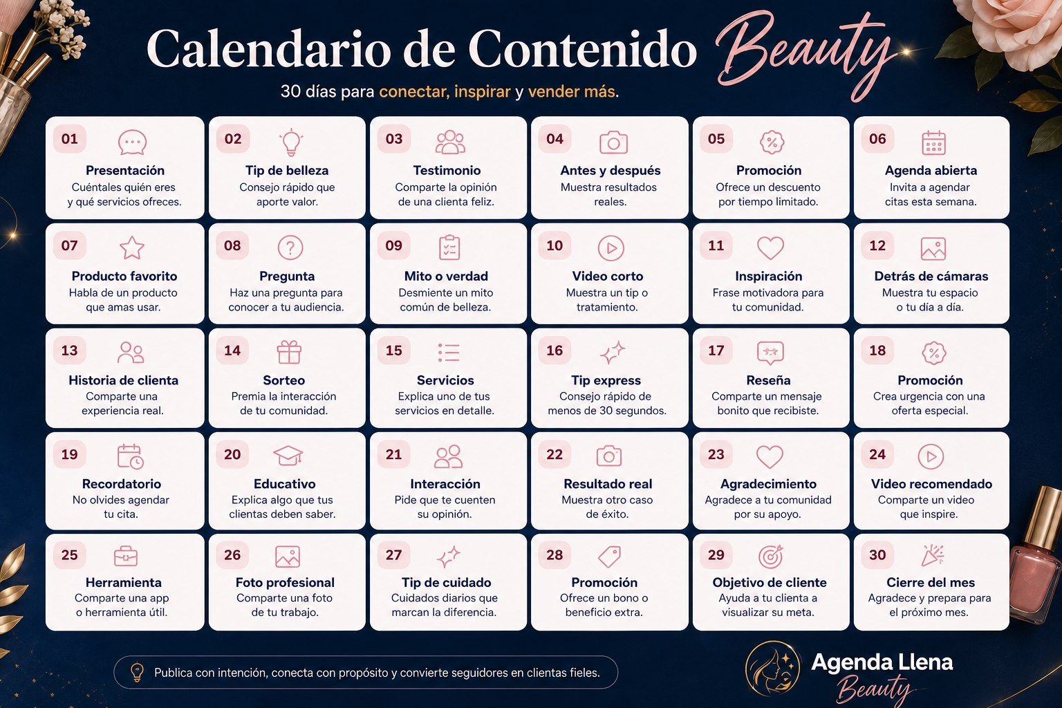 Calendario de contenido de 30 días