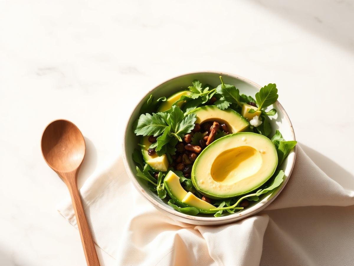 Ensalada nutritiva con aguacate y vegetales frescos